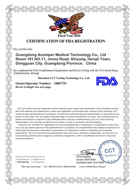 FDA Certificate of registration